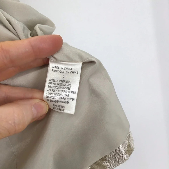 Theory Vintee Antique Jacquard Champagne/Silver Blazer/Jacket Evening NWT Size 0 - Picture 9 of 9